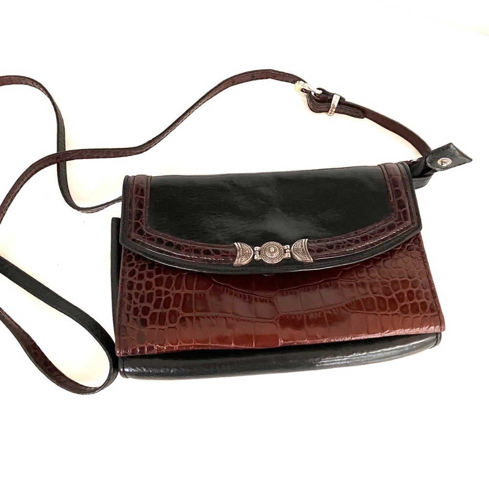 Brighton leather wallet black & brown with adjustable strap